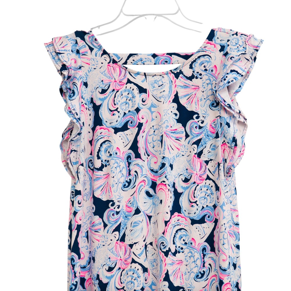 Lilly Pulitzer Ruffle Sleeve Dani Dress XS Bright Beachy Seashell Paisley Print